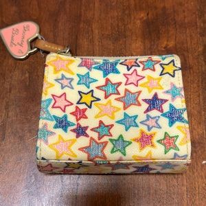 Dooney & Bourke Vintage Leather Star Coin Purse- Cream